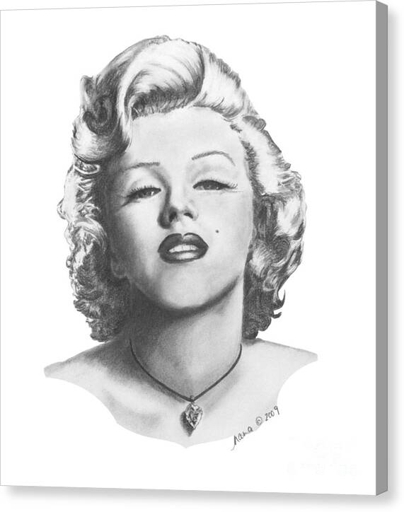 Woman Canvas Print featuring the drawing Norma Jeane by Marianne NANA Betts