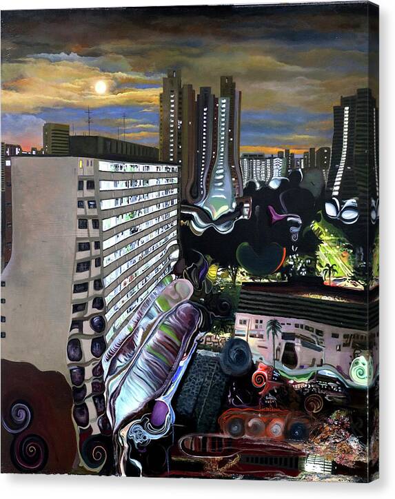 Insomnia Canvas Print featuring the painting Down the Drain by Richard Barone