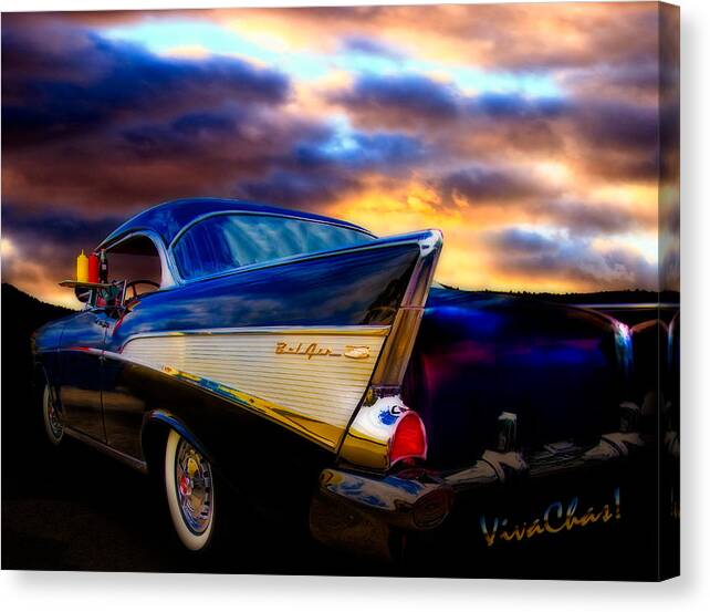57 Canvas Print featuring the photograph 57 Belair Hardtop Cruise is Done by Chas Sinklier
