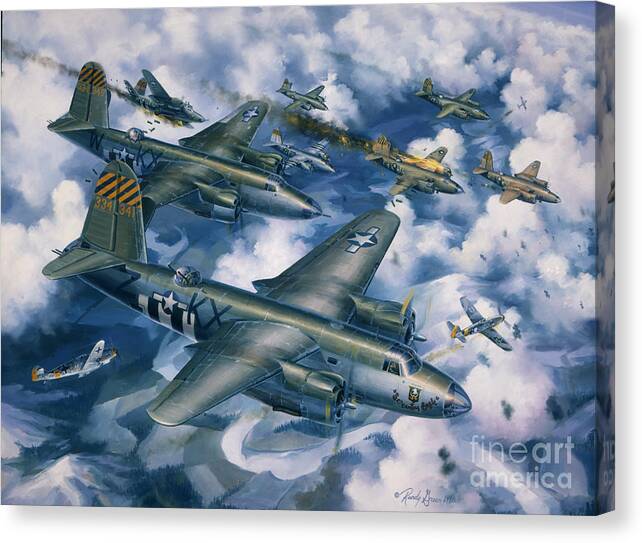 Aviation Art Canvas Print featuring the painting Achtung Zweimots by Randy Green