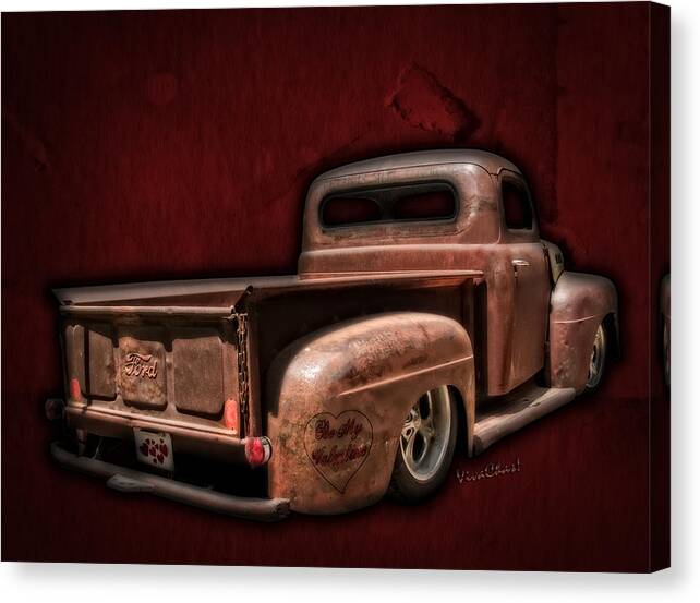 Be My Valentine Canvas Print featuring the photograph Be My Valentine on the Rat Rod of Love by Chas Sinklier
