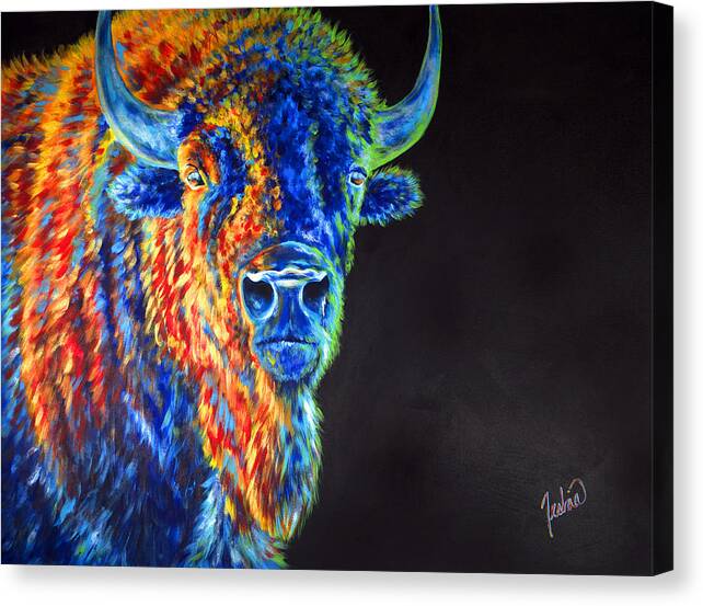 Buffalo Canvas Print featuring the painting Daybreaker by Teshia Art