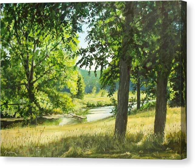 Landscape Canvas Print featuring the painting Summer Stream by William Brody