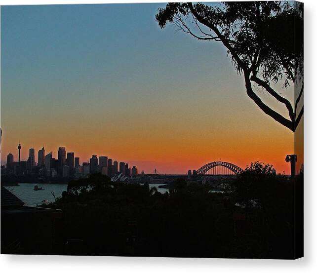 Australia Canvas Print featuring the photograph Sunset on Sydney Harbour by Ankya Klay