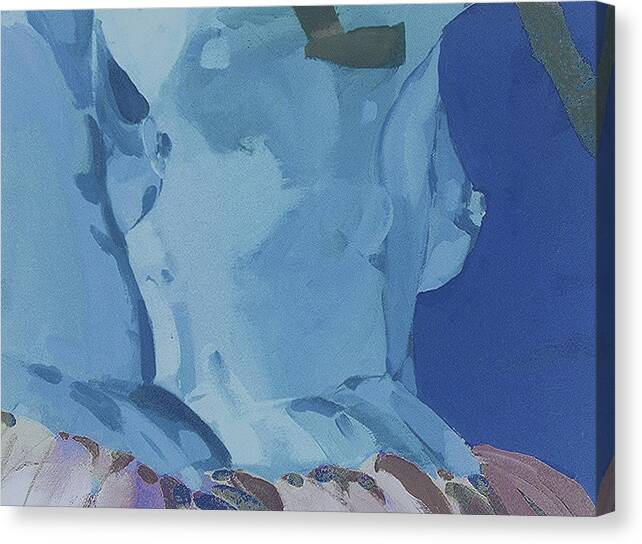 Female Torso In Blue Canvas Print featuring the painting Blue by Andrew Drozdowicz