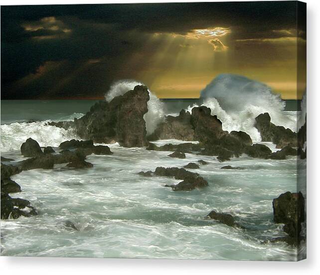 Sea Canvas Print featuring the digital art Atlantic Nor'easter by Michaelalonzo Kominsky