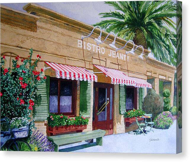 Bistro Jeanty Canvas Print featuring the painting Bistro Jeanty Napa Valley by Gail Chandler