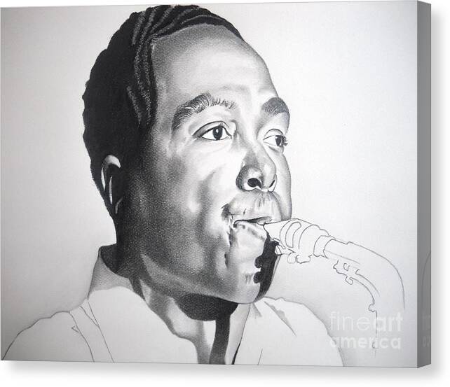 Black Art Canvas Print featuring the drawing Charlie by Sonya Walker