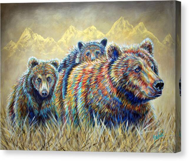 Bear Canvas Print featuring the painting Double Trouble by Teshia Art