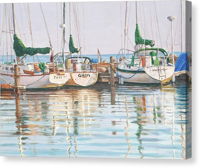Marine Art Canvas Print featuring the painting Yacht Club by Bruce Dumas