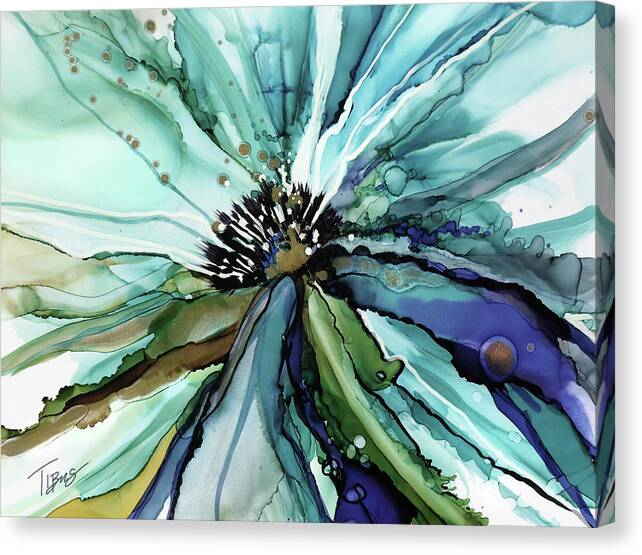  Canvas Print featuring the painting Aqua Bloom by Julie Tibus