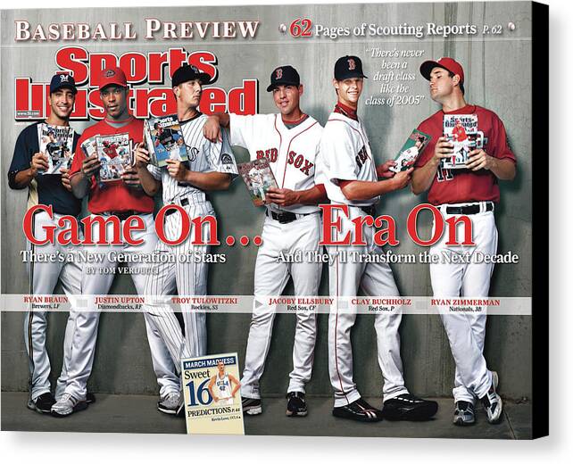 Magazine Cover Canvas Print featuring the photograph Game On . . . Era On 2008 Mlb Baseball Preview Issue Sports Illustrated Cover by Sports Illustrated