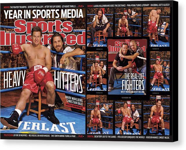 Magazine Cover Canvas Print featuring the photograph Mark Wahlberg And Christian Bale Sports Illustrated Cover by Sports Illustrated