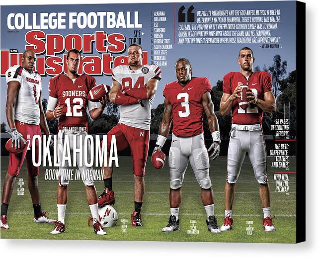 Magazine Cover Canvas Print featuring the photograph University Of Oklahoma Qb Landry Jones, 2011 College Sports Illustrated Cover by Sports Illustrated