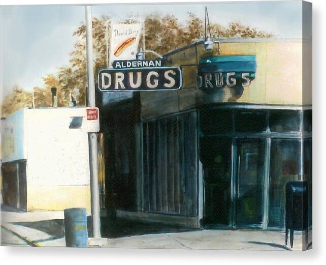 Urban Canvas Print featuring the painting Alderman Drugs by William Brody