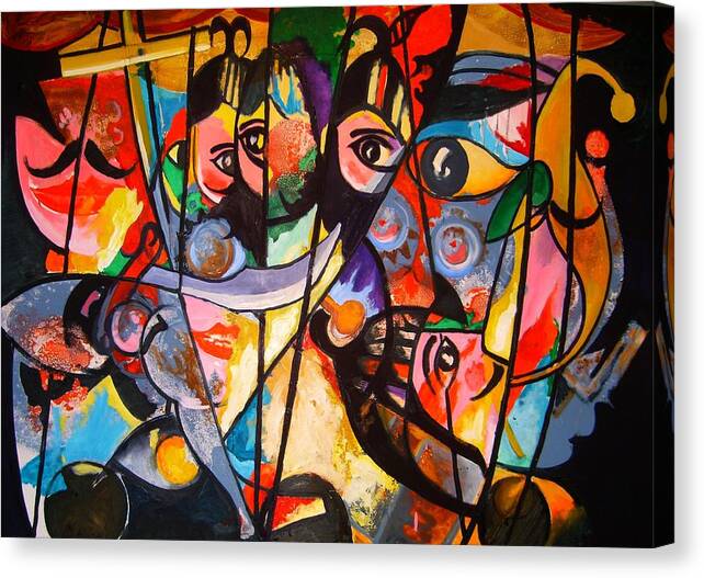 Puppets Sicily Burattini Cubist Theatre Marionette Pupi Canvas Print featuring the painting Sicilian puppets I by Georg Douglas