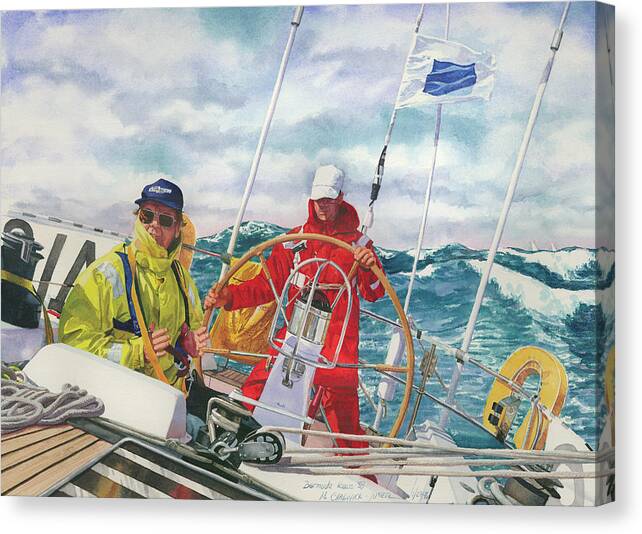 Ocean Racing Canvas Print featuring the painting Bermuda Race Competitors by Marguerite Chadwick-Juner