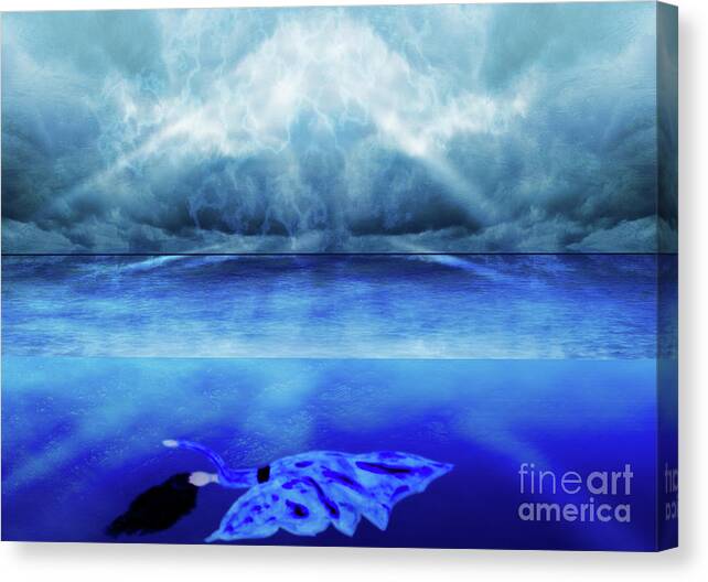 Painting Canvas Print featuring the digital art Peace Under Water by Atousa Raissyan