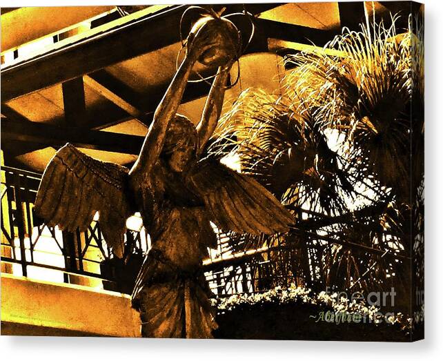 Golden Canvas Print featuring the photograph Angel with the Golden Disposition by Aberjhani