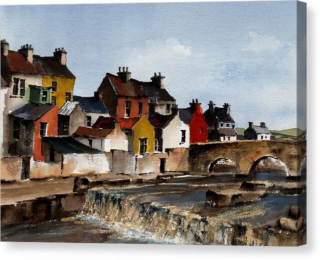 Ireland Canvas Print featuring the painting Ennistymon, Clare by Val Byrne