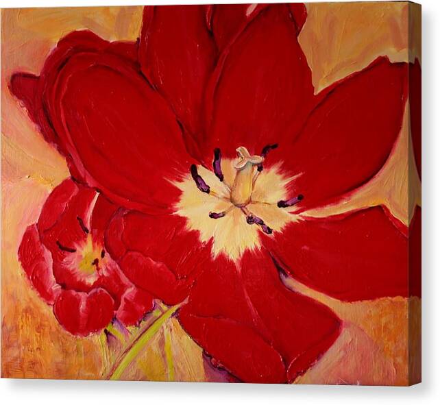 Tulip Canvas Print featuring the painting Downside One by Jean Cormier
