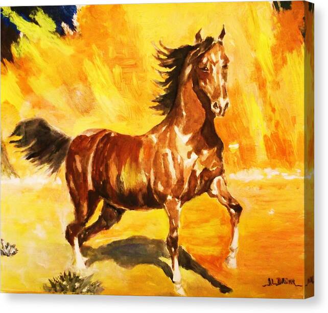 Horse Canvas Print featuring the painting Lone Mustang by Al Brown