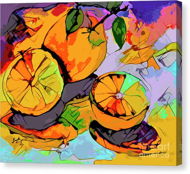 Food Canvas Print featuring the mixed media Abstract Oranges Modern Food Art by Ginette Callaway