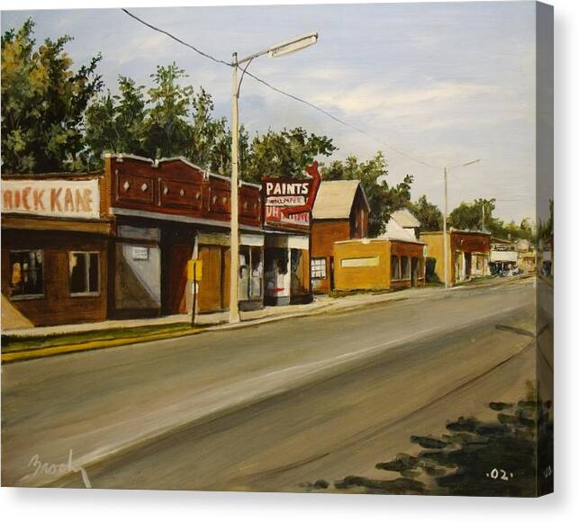 Urban Canvas Print featuring the painting Harvey Paint Store by William Brody