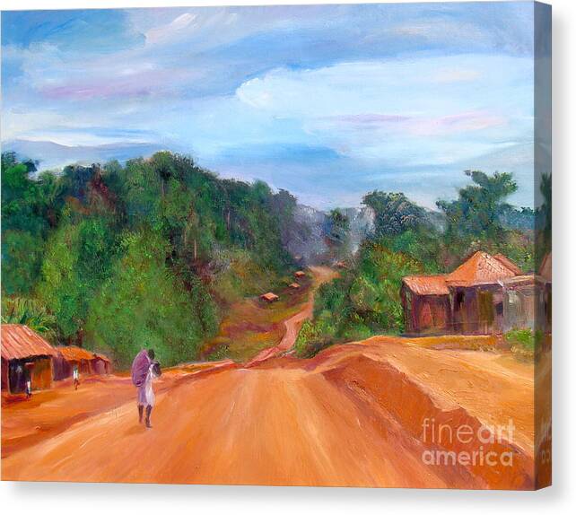 Wide Terri Cotto Road Canvas Print featuring the painting Man and His Journey by Patrick Mills