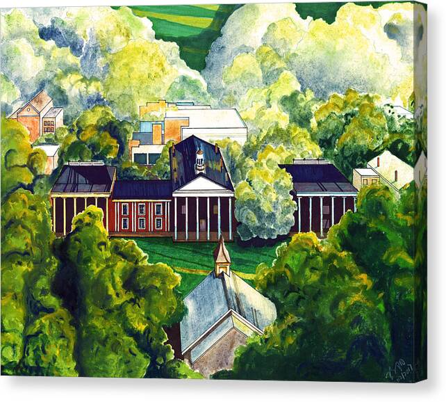 Yang Luo Branch Canvas Print featuring the drawing Washington Hall at Washington and Lee University by Y Illustrations