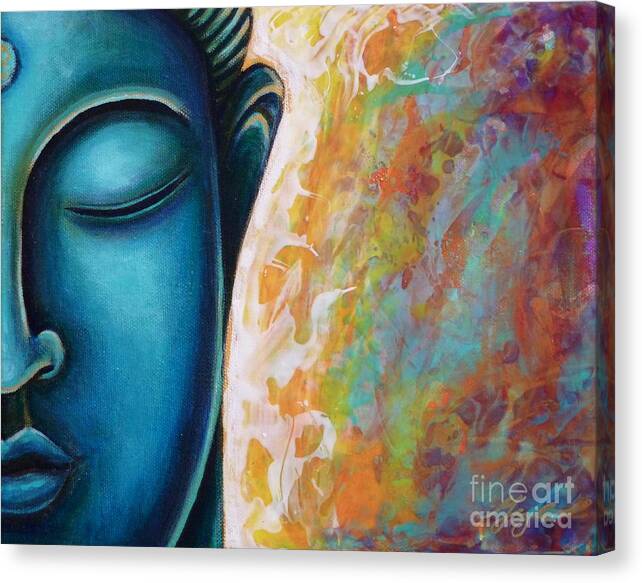 Buddha Canvas Print featuring the painting Blue Buddha by Gayle Utter