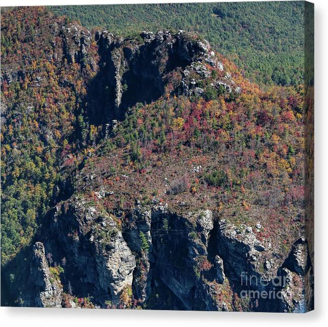 Linville Gorge Wilderness Canvas Print featuring the photograph Linville Gorge Wilderness Aerial View of The Chimneys by David Oppenheimer