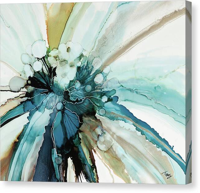 Navy Canvas Print featuring the painting Navy Bloom by Julie Tibus