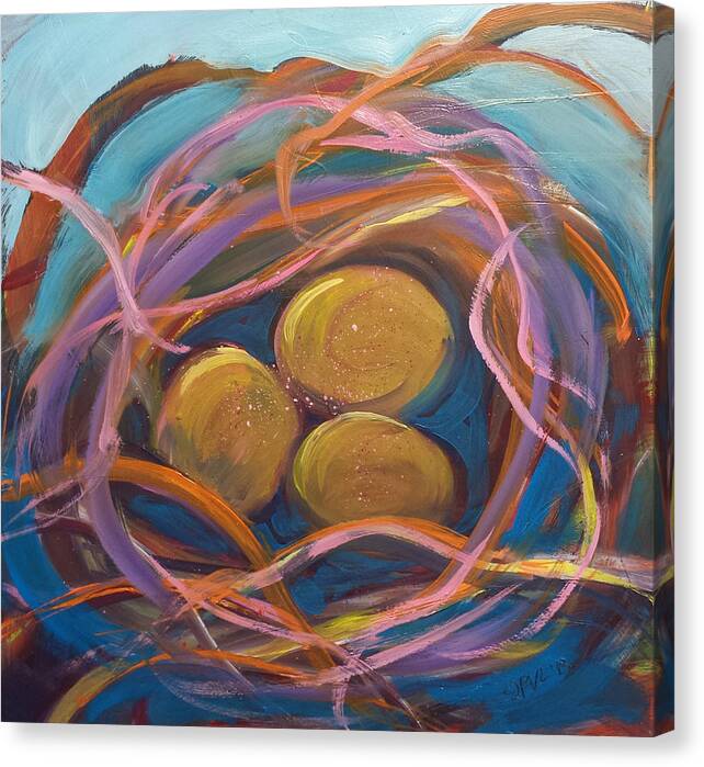 Eggs Canvas Print featuring the painting Nest of Prosperity 5.2 by Pam Van Londen