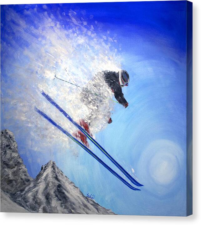 Skiing Canvas Print featuring the painting Epic Day by Teshia Art