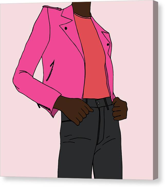 Pink Canvas Print featuring the digital art Big Girl Pants by Cortney Herron