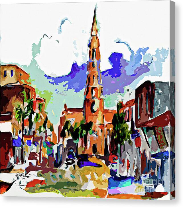 Charlest Canvas Print featuring the mixed media Charleston South Carolina Saint Philips Church by Ginette Callaway