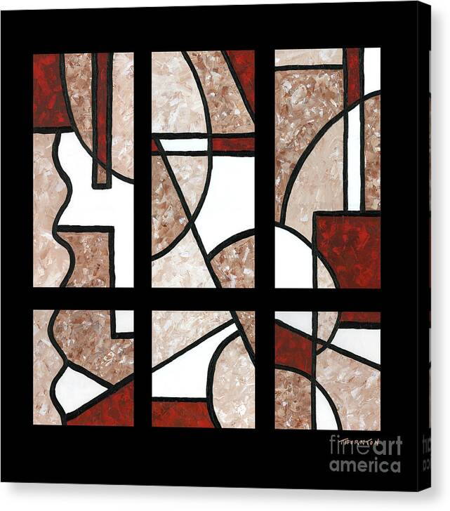 Abstract Canvas Print featuring the painting Compartments Six Panels by Diane Thornton