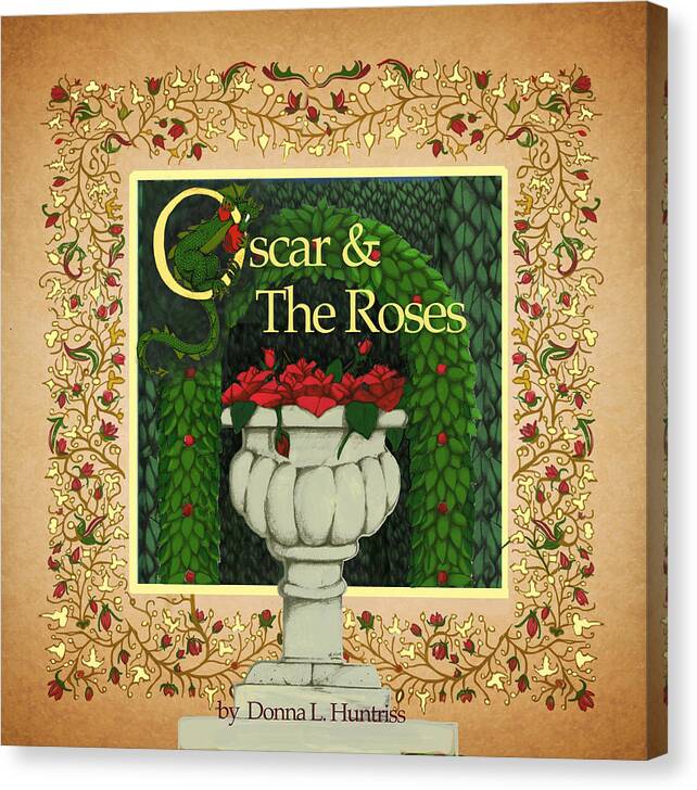 Oscar Canvas Print featuring the digital art Oscar and the Roses Book Cover by Donna Huntriss