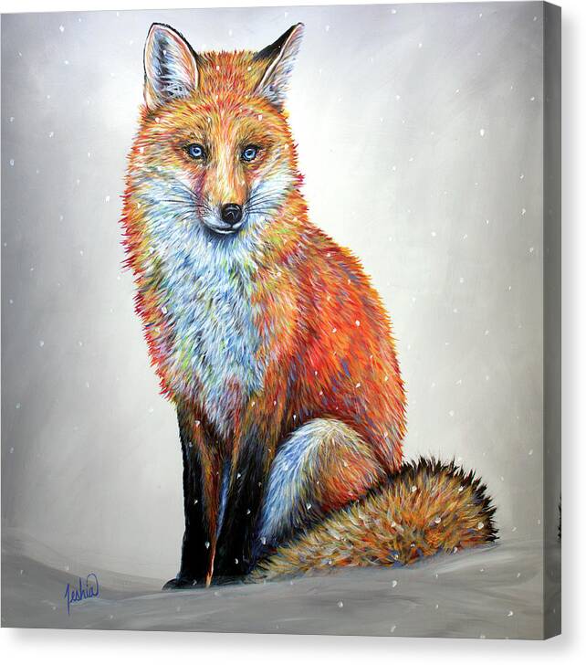 Fox Canvas Print featuring the painting Sly by Teshia Art