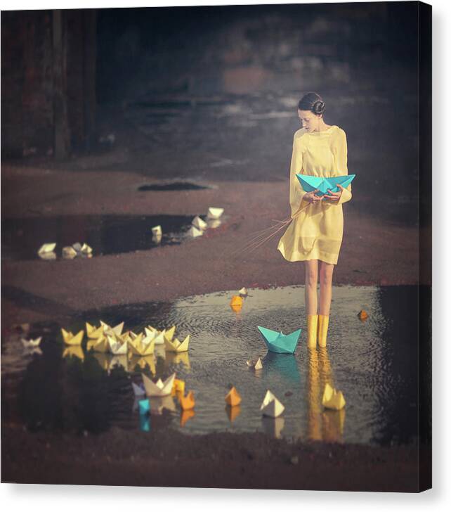  Canvas Print featuring the photograph The Girl With Paper Ships by Anka Zhuravleva