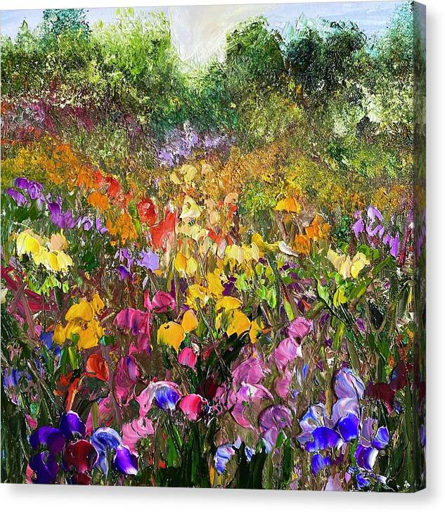 Flower Canvas Print featuring the painting Flower Fields Russet Palette by Julia S Powell
