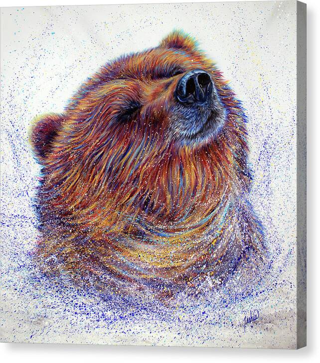 Bear Canvas Print featuring the painting Happy by Teshia Art