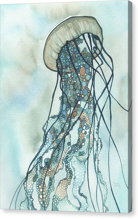 Marine Canvas Print featuring the painting Jellyfish III by Tamara Phillips