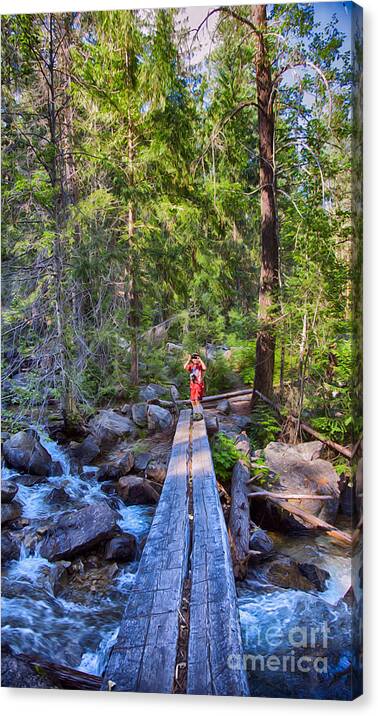 Methow Valley Canvas Print featuring the photograph Falls Creek Footbridge by Omaste Witkowski