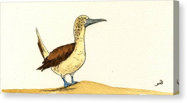 Blue Footed Booby Canvas Print featuring the painting Blue footed booby #1 by Juan Bosco