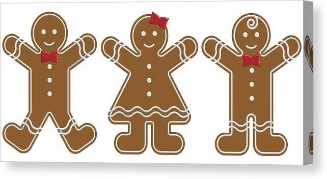 Biscuits Canvas Print featuring the photograph Gingerbread People #1 by Colette Scharf