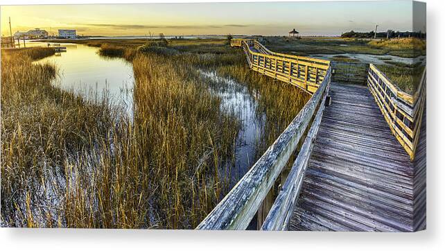 Southport Canvas Print featuring the photograph Southport Salt Marsh Walkway #2 by Nick Noble