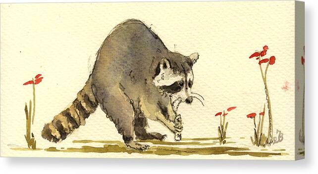 Raccoon Canvas Print featuring the painting Raccoon #4 by Juan Bosco