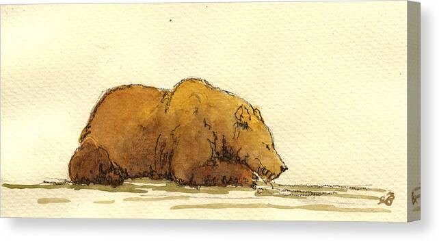 Grizzly Canvas Print featuring the painting Grizzly bear #5 by Juan Bosco